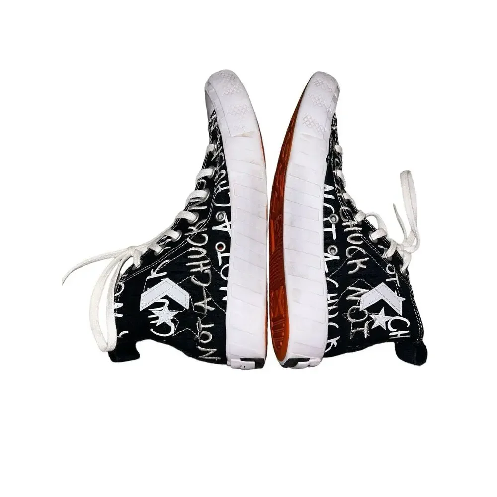 Converse Men's Black Not A Chuck Graffiti Sneakers Size 5 Preowned‎